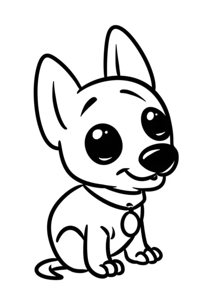 小さな犬子犬大きな目動物キャラクターキャラクター漫画イラスト孤立画像着色ページ — ストック写真