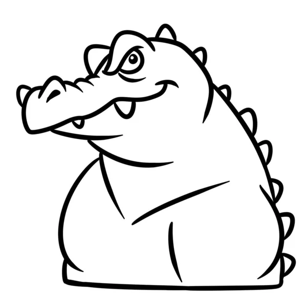 强野蛮鳄鱼动物字符卡通插图孤立图像着色页 — 图库照片