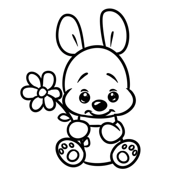 Pequeno Cachorro Bonito Flor Animal Personagem Desenho Animado Ilustração Isolado — Fotografia de Stock
