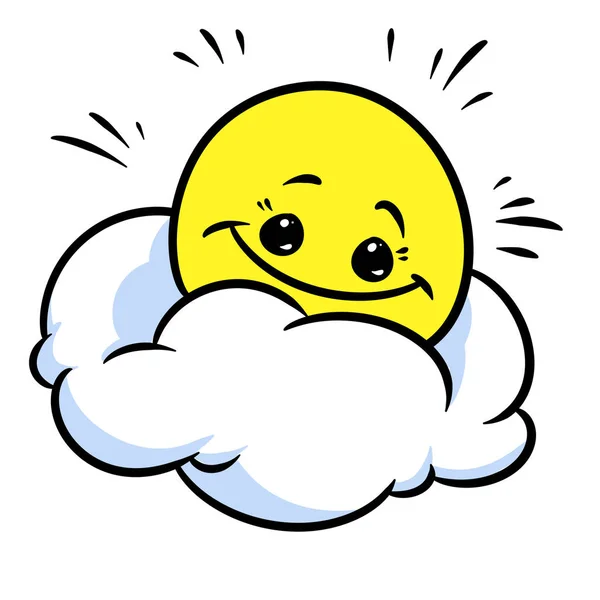 Feliz Sol Nube Tiempo Elemento Carácter Dibujo Animado Ilustración Aislado — Foto de Stock