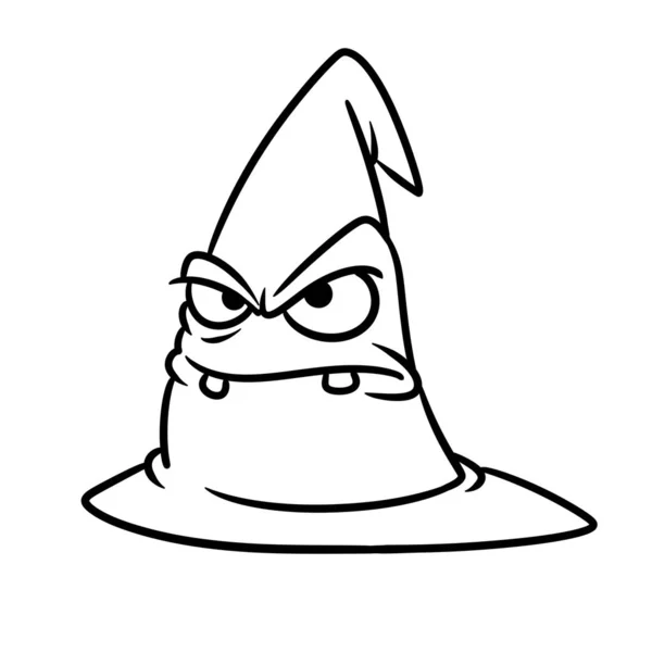 マジックグレーハット怒った顔感情キャラクター漫画イラスト孤立画像着色ページ — ストック写真