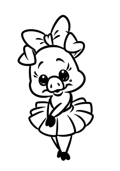 Belle Petite Fille Cochon Ballerine Animal Personnage Dessin Animé Illustration — Photo