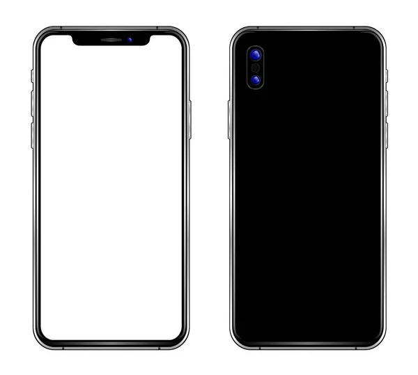 Gerçekçi siyah cep telefonu ile boş ekran iphone tarzı benzer beyaz arka plan üzerinde izole. Vektör Eps 10