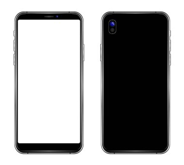 Siyah beyaz arka plan üzerinde izole boş dokunmatik ekranlı akıllı telefon. Vektör Eps 10 lustrasion