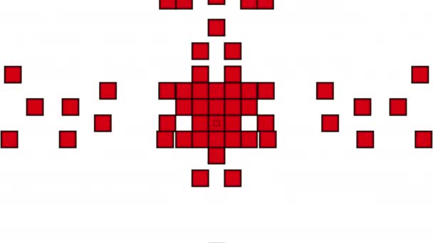Κόκκινο Pixel Art καρδιά σε στυλ ρετρό. Κινούμενα σχέδια 4k σε λευκό φόντο. Σαν έννοια εικονίδιο Social Media κινούμενων γραφικών. — Αρχείο Βίντεο