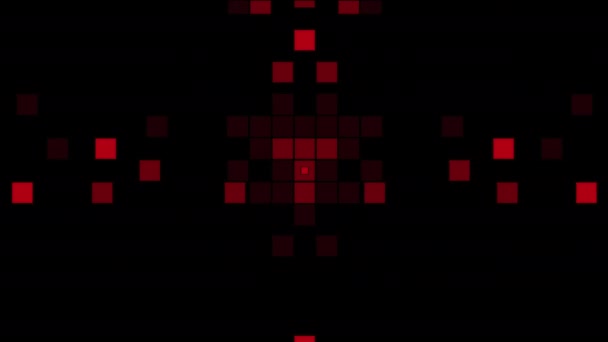 Red Pixel Art Heart em estilo retro. Animação 4K em um fundo preto. Como Ícone de mídia social Concept Motion Graphics . — Vídeo de Stock