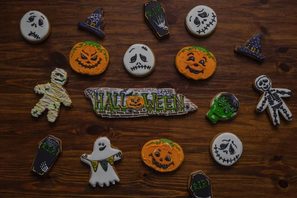 Funny Halloween Ghost Cookies. Halloween Party Preparation