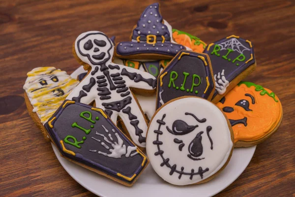 Halloween Cookies Świątecznym Stole — Zdjęcie stockowe