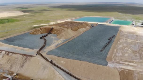 Pedreira Industrial Para Extração Ouro Processamento Limpeza Minerais Vista Aérea — Vídeo de Stock