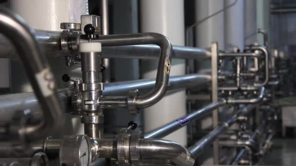 Complex production facilities in the beer factory — Stock Video