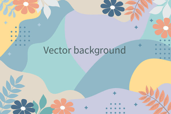 Template summer banner and cover background. Colorful background with tropical plants and flowers. Modern trendy colorful design. Vector template for social media posts.
