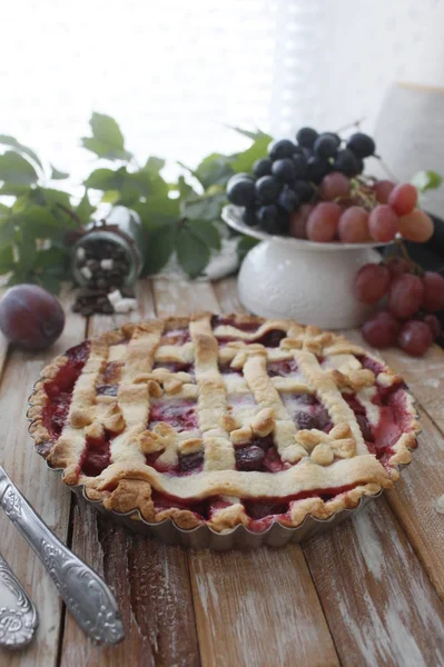 Homemade Plum Pie Tart — Stock Photo, Image