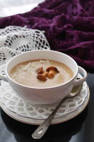 Chanterelle cream, mushroom soup — Stock Image Chanterelle Cream Mushroom Soup Stock Picture