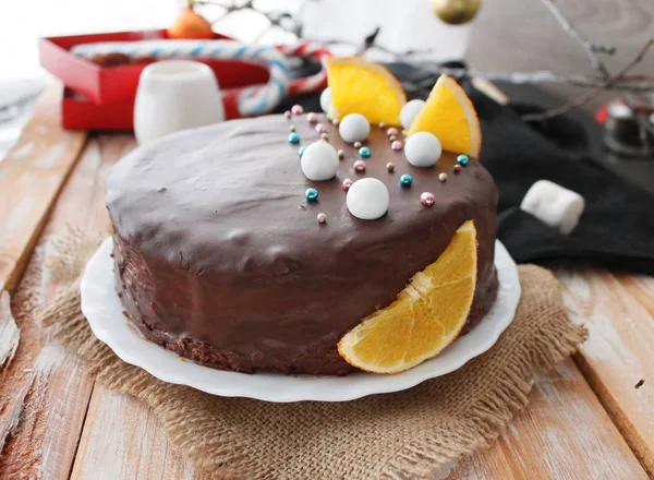 Chocolate cake. A slice of chocolate cake. Selective focus stock photo