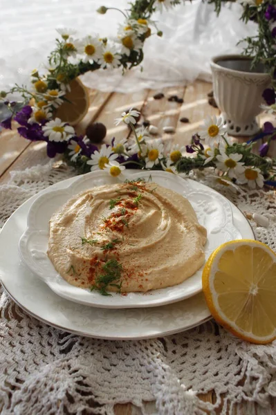 Hummus Trempette Aux Pois Chiches Aux Épices — Photo