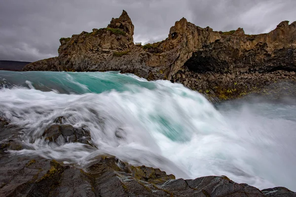 Izlandi Vízesés Izlandi Természeti Tájon Híres Látnivalók Látnivalók Izlandi Természeti — Stock Fotó
