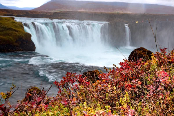 Islandzki Wodospad Naturalny Krajobraz Islandzki Słynnych Zabytków Atrakcji Islandzkiej Naturalnego — Zdjęcie stockowe