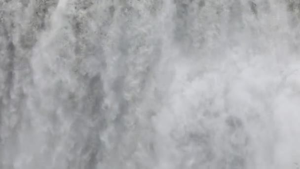 Powerful Raging Whitewater Waterfall Falling Forcefully Rocky Edge Crystal Clear — Stock Video