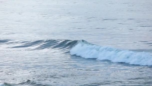 Ένα Κύμα Στον Ωκεανό Εκτελεί Αργά Στην Ξηρά Λευκό Αφρό — Αρχείο Βίντεο