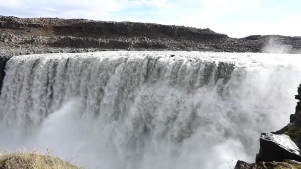 Híres Dettifoss Vízeséstől Gyönyörű Vízesés Világos Szivárvány Népszerű Landmark Izland — Stock videók