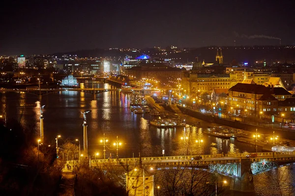 Letecký Pohled Staré Město Pražský Hrad Západu Slunce Praha Česká — Stock fotografie