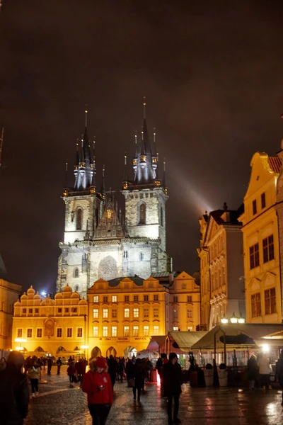 Luftaufnahme Der Altstadt Und Der Prager Burg Bei Sonnenuntergang Prag — Stockfoto