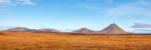 Vista Para Vulcão Bela Paisagem Outono Com Montanhas Vegetação Brilhante — Fotografia de Stock