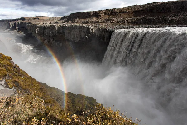 Arc Ciel Sur Cascade Dettifoss Parc National Vatnajkull Dans Nord — Photo