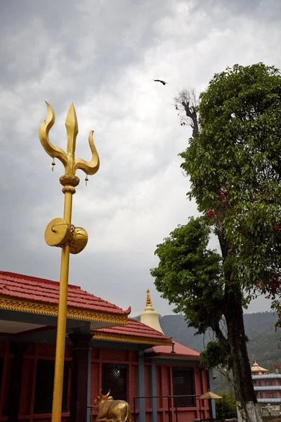 Sacred places in the Himalayas. Buddha monastery Species pictures of the city of Pokhara Nepal.