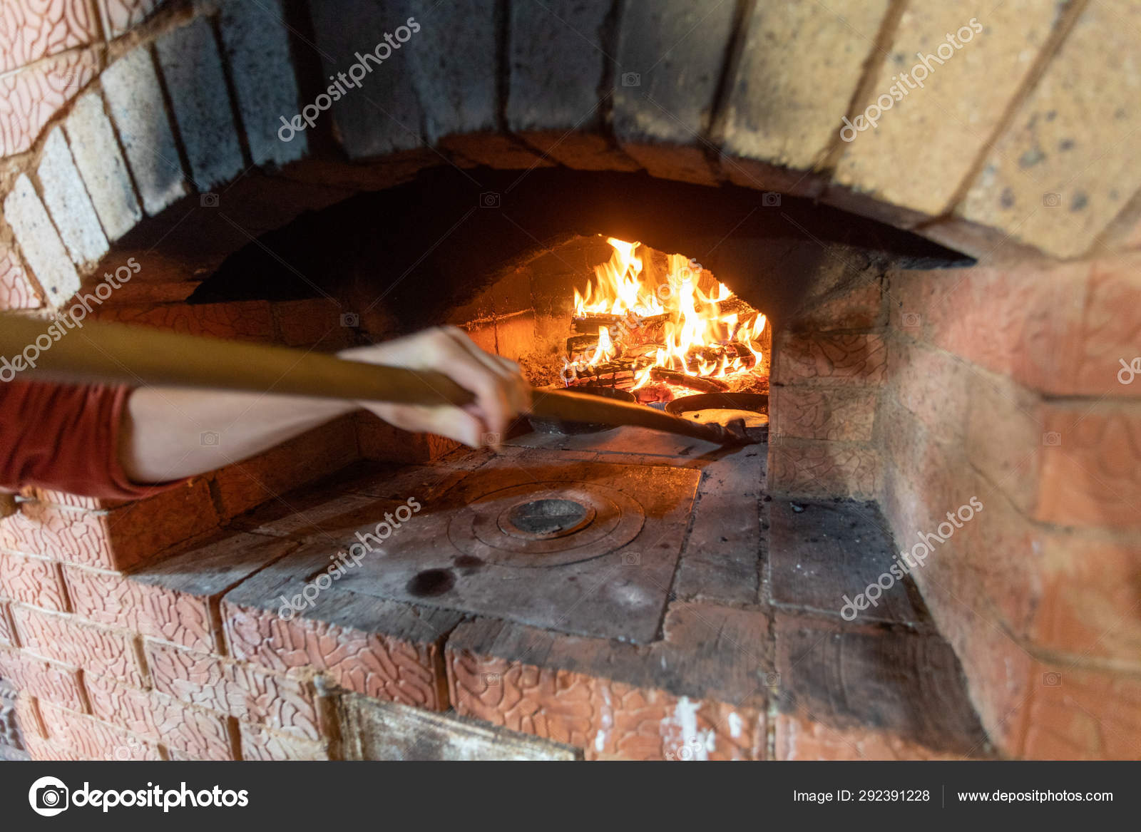Cooking Fireplace Pancakes Pan Fried Fire Oven Stock Photo