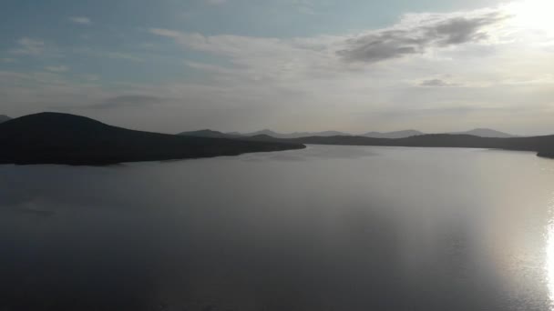 Aerial Photography Top View Mountain Lake Zyuratkul Urals Sunny Day — Stock Video