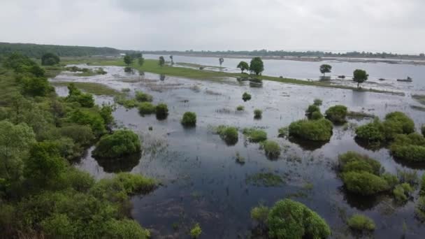 Derrame Rio Após Descida Água Por Uma Usina Hidrelétrica Inundação — Vídeo de Stock