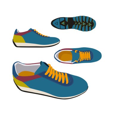 farklı açılardan mavi ayakkabılar