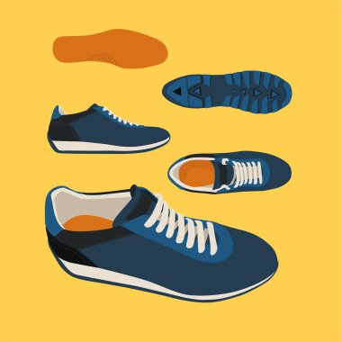 Sarı zemin üzerine donanma spor ayakkabı