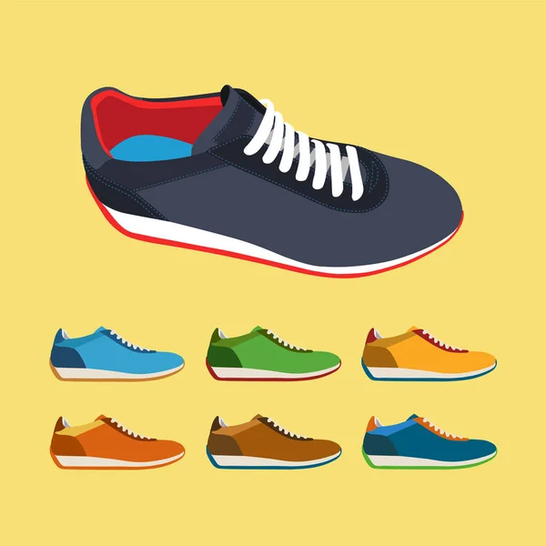 Set Colored Sneakers — Stock Vector