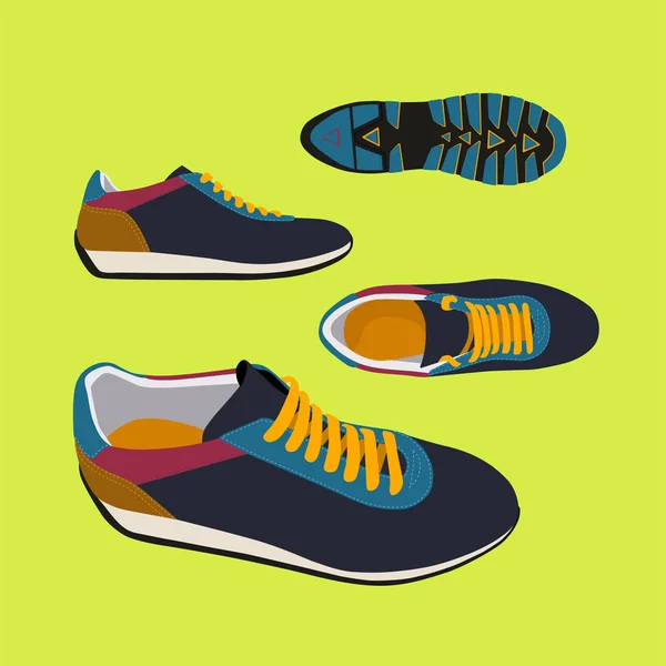 Set Colored Sneakers — Stock Vector