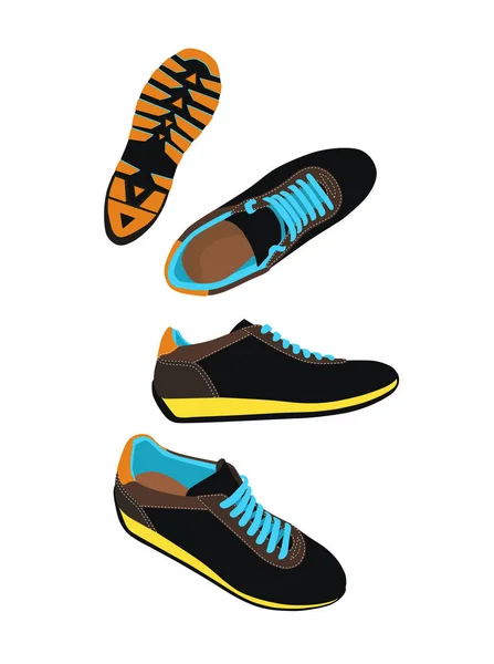 Sneakers Different Angles — Stock Vector