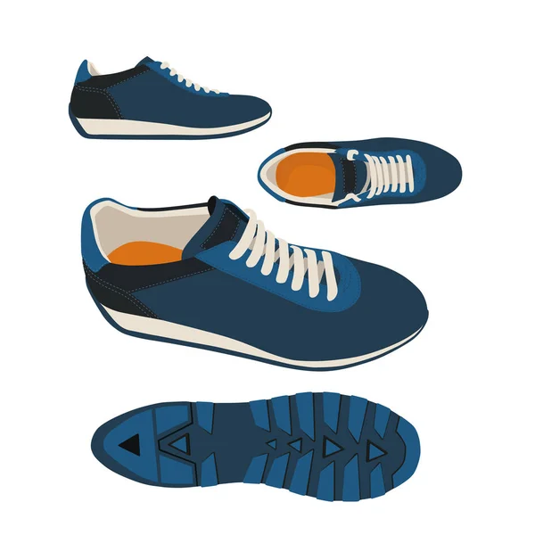 Zapatillas Azules Sobre Fondo Blanco — Vector de stock