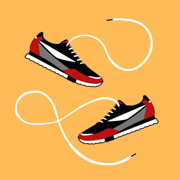 Zapatos Deportivos Con Encajes Vector — Vector de stock