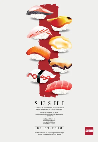 Póster Del Restaurante Sushi Vector Ilustración — Vector de stock