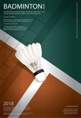 Badminton Şampiyonası Poster Vektörü illüstrasyonu