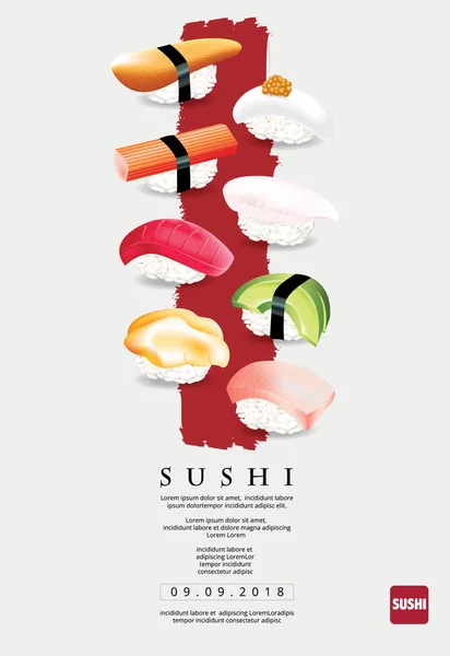 Póster Del Restaurante Sushi Vector Ilustración — Vector de stock