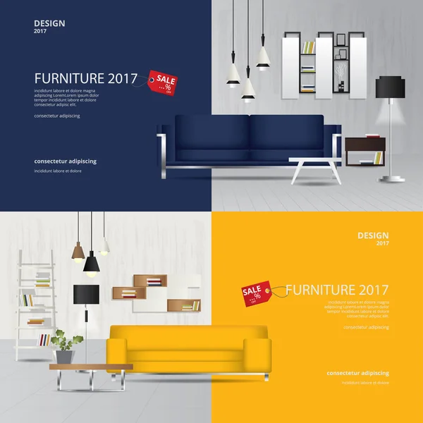 Banner Furniture Sale Design Template Vector Illustration - Stok Vektor