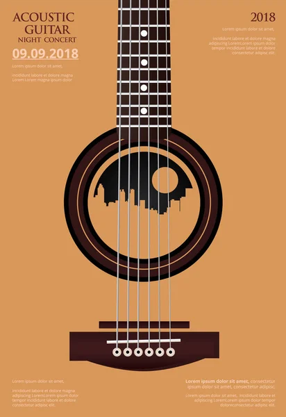 Guitarra Concerto Cartaz Modelo Fundo Ilustração Vetorial — Vetor de Stock