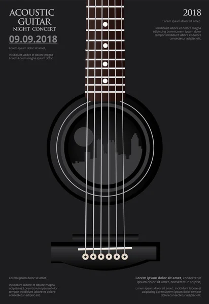 Kytara Koncert Plakát Pozadí Šablona Vektor Ilustrace — Stockový vektor