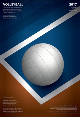 Voleybol Turnuvası Poster Şablonu Tasarım Vektörü İllüstrasyonu