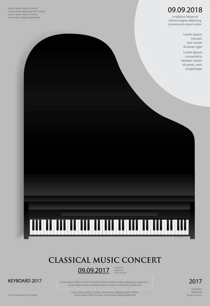 Muziek Grand Piano Poster Achtergrond Sjabloon Vector Illustratie — Stockvector