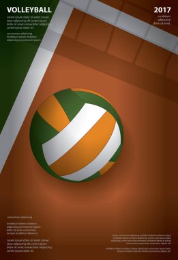 Voleybol Turnuvası Poster Şablonu Tasarım Vektörü İllüstrasyonu