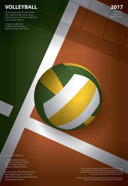 Voleybol Turnuvası Poster Şablonu Tasarım Vektörü İllüstrasyonu
