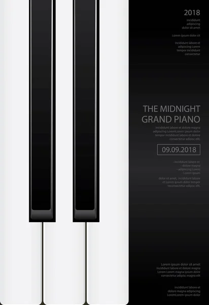 Música Grand Piano Poster Plantilla Fondo Vector Ilustración — Vector de stock